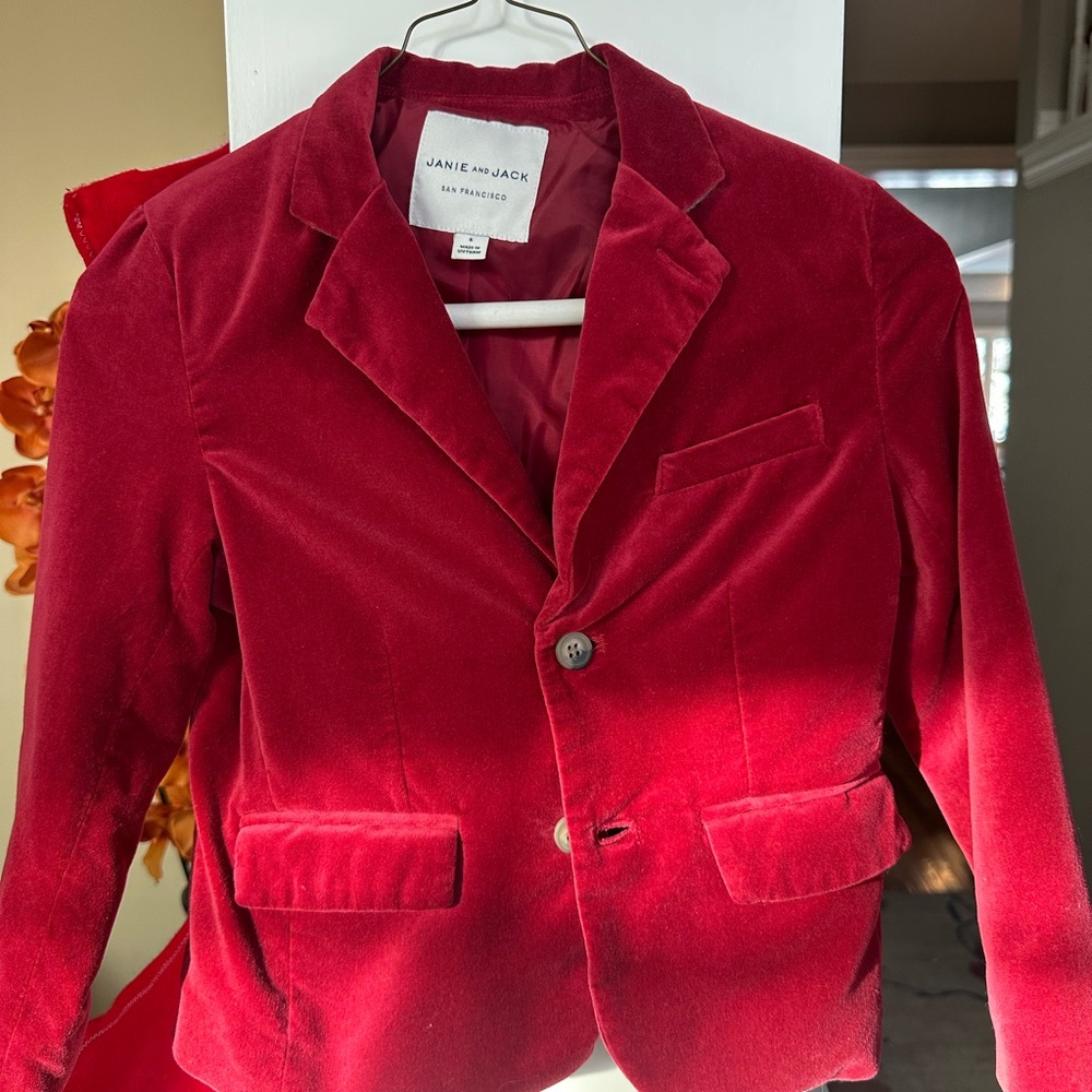 Boys Janie and Jack Red Velvet Blazer & matching pants